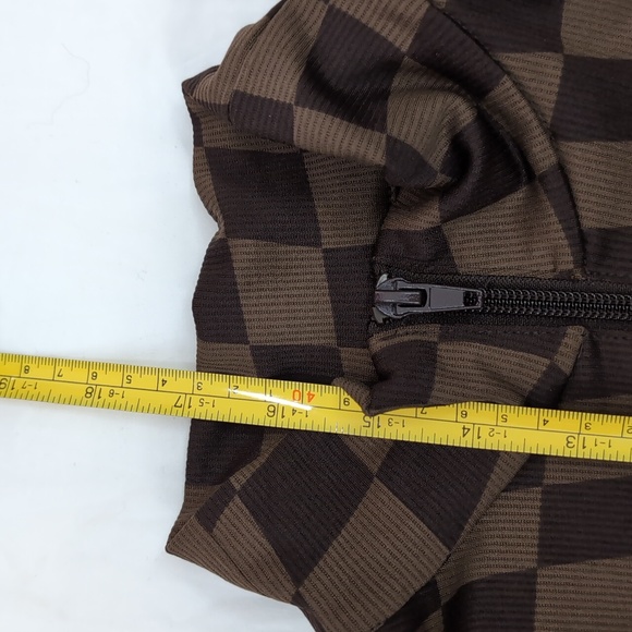 🆕️ H&M Crop Brown check long sleeve zip up Sz M NWT - Picture 10 of 10